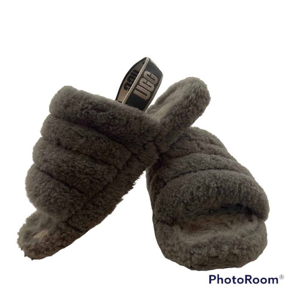 UGG 1098494K Fluff Yeah Slide Gray Sheepskin Wool Slippers Gray Size 5 - Picture 3 of 12